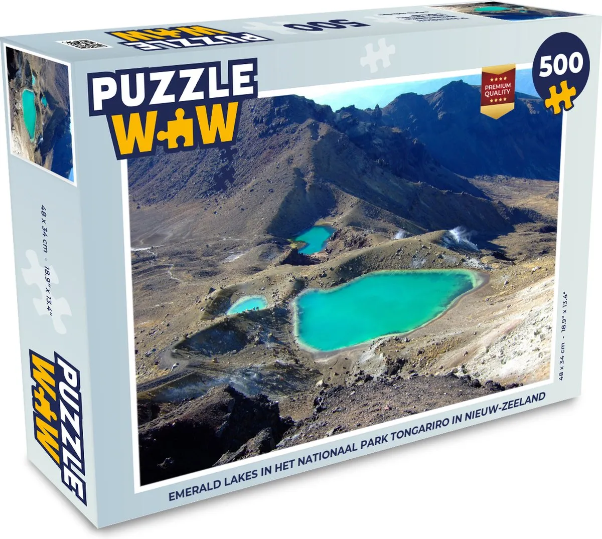PuzzleWow Emerald Lakes Tongariro Legpuzzel 500 Stuks - Multicolor