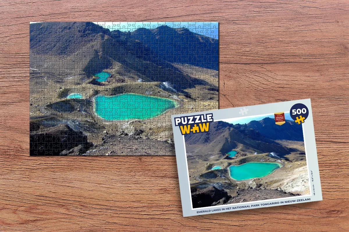 PuzzleWow Emerald Lakes Tongariro Legpuzzel 500 Stuks - Multicolor