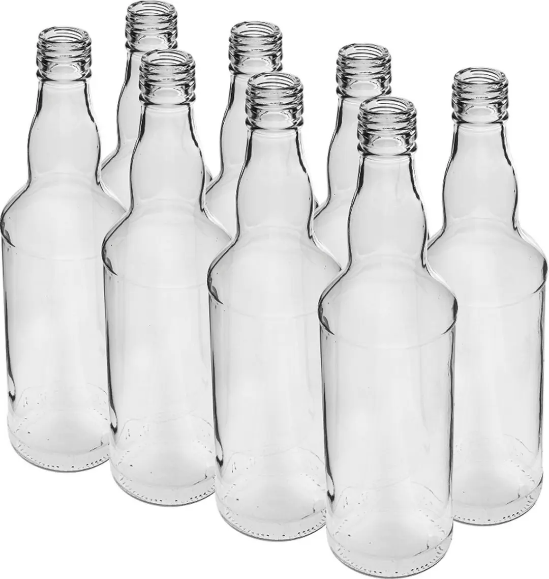 500ml bolhals glazen fles, 8stuks inclusief dopjes- wodkaflesjes
