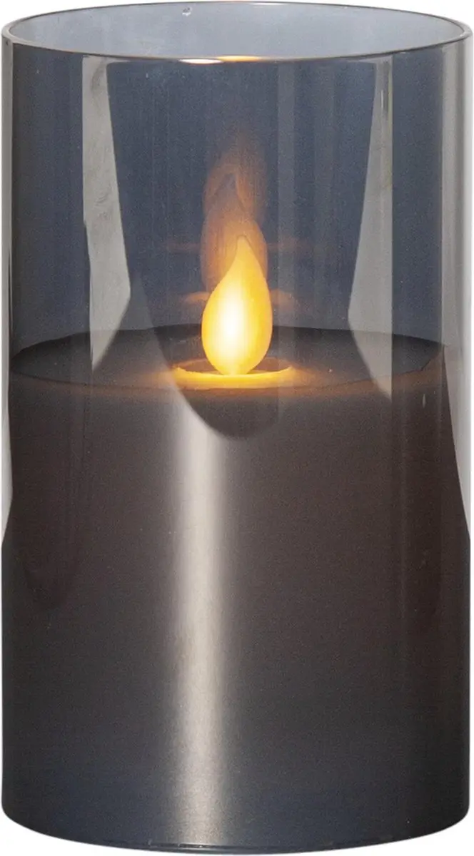 Star Trading Kaars M-Twinkle, zuilkaars, zwart, rookglas, LED, timer, warm wit,