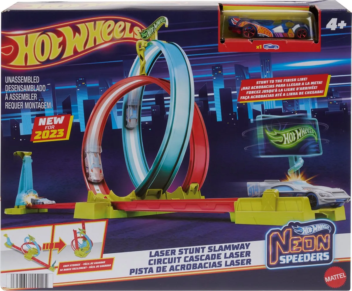 Hot Wheels Neon Snelheidsduivels Baanset HPC05 - Laserstunt Botsbaan