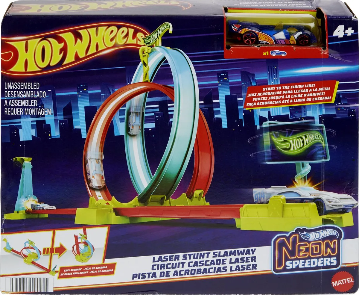 Hot Wheels Neon Snelheidsduivels Baanset HPC05 - Laserstunt Botsbaan