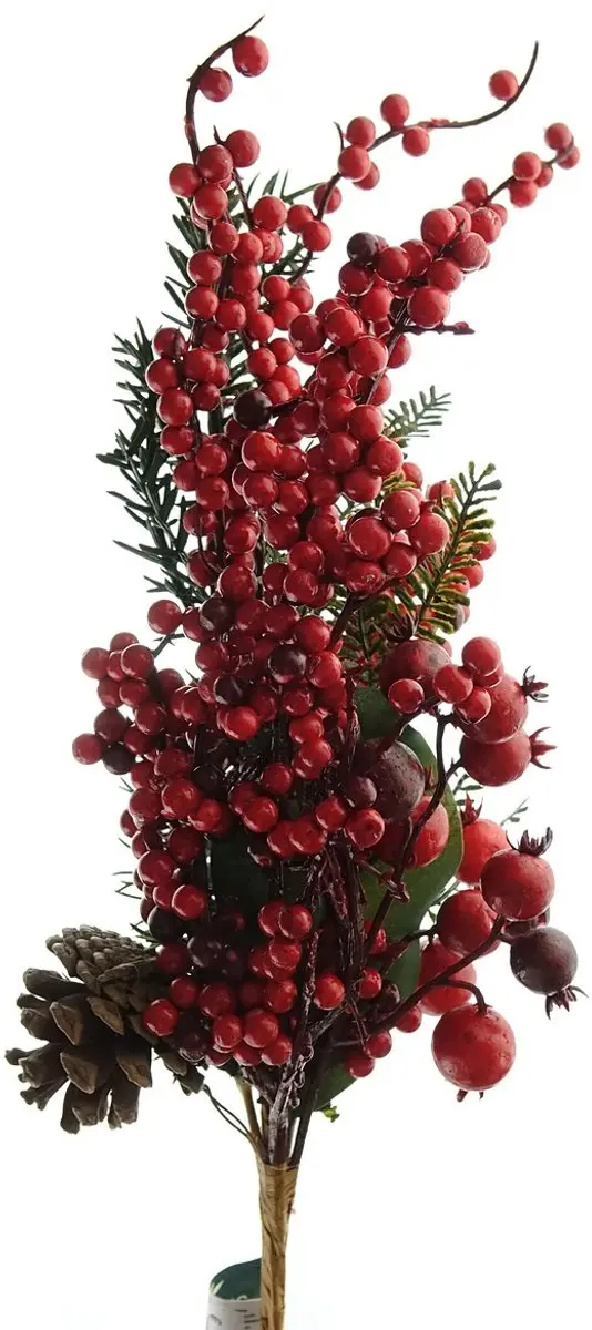Gasper Kersttak bessen rood met dennenappel & dennentakken