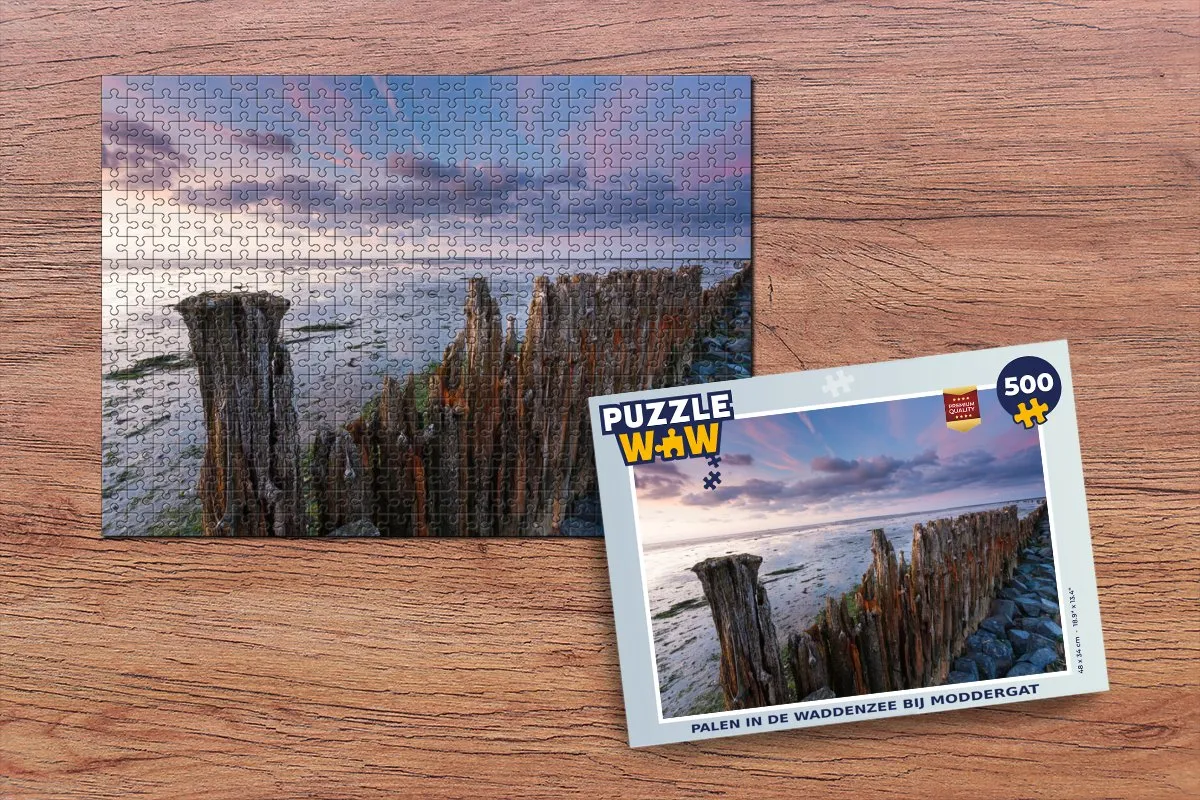 PuzzleWow Legpuzzel 500 Stuks - Waddenzee Moddergat Multicolor