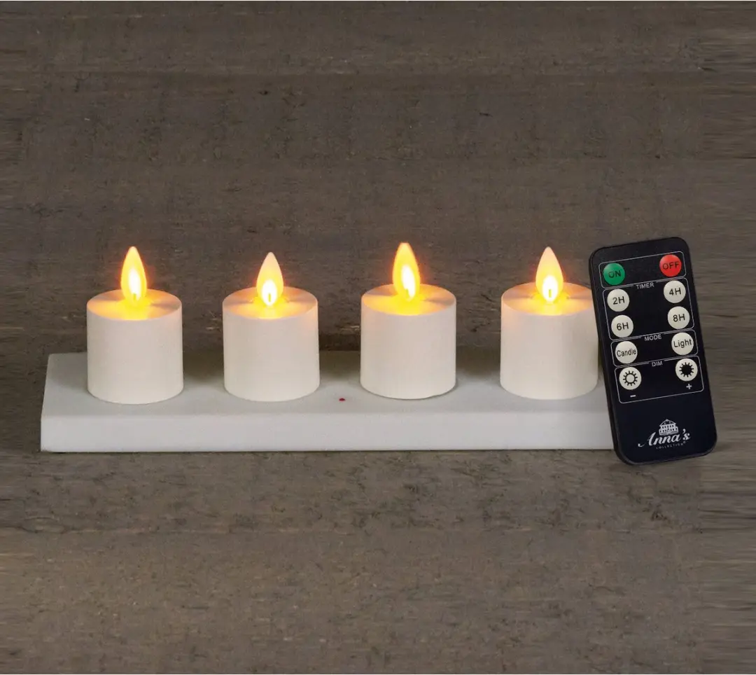 Anna's Collection Oplaadbare LED Theelichtjes 4 Stuks - Wit - afbeelding 2 van 5