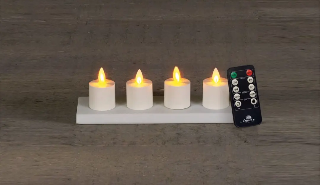 Anna's Collection Oplaadbare LED Theelichtjes 4 Stuks - Wit - afbeelding 4 van 5