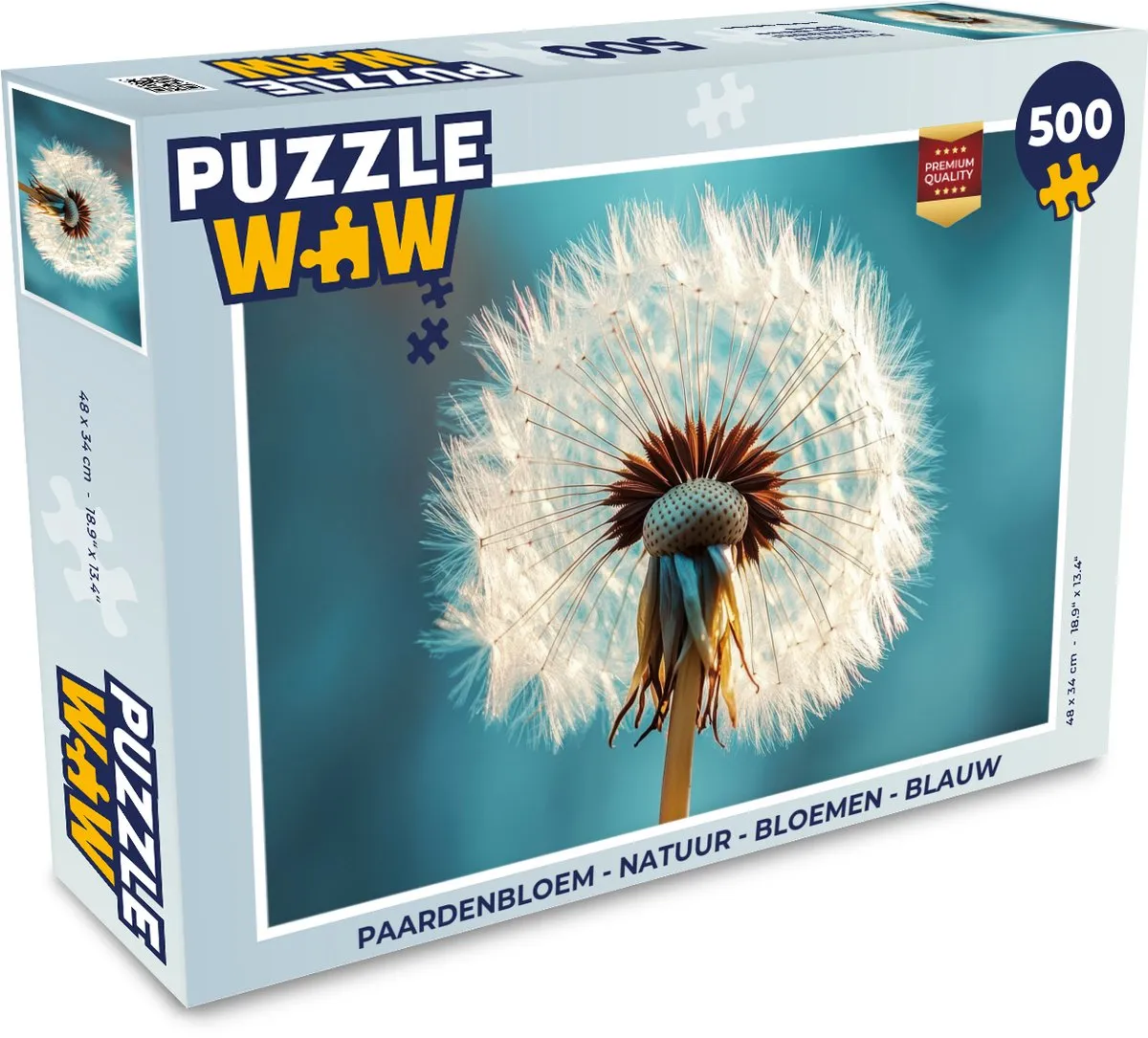 PuzzleWow Paardenbloem Legpuzzel 500 Stuks - Blauw