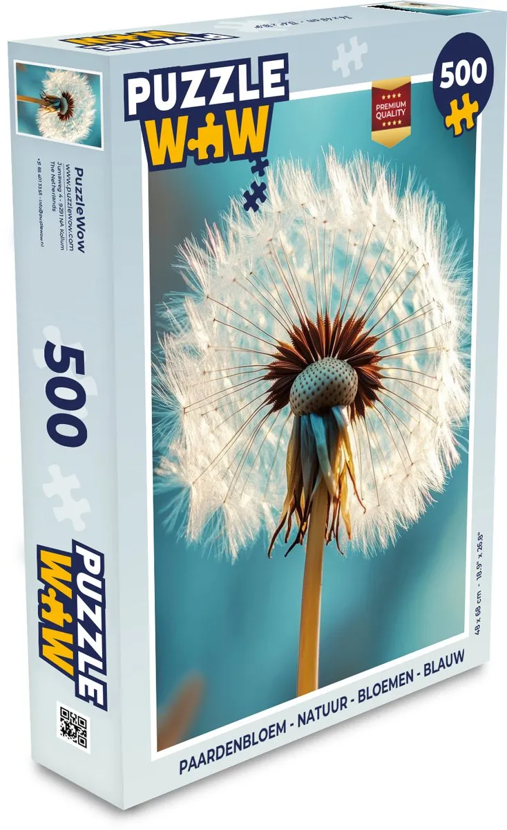 PuzzleWow Paardenbloem Legpuzzel 500 Stuks - Blauw