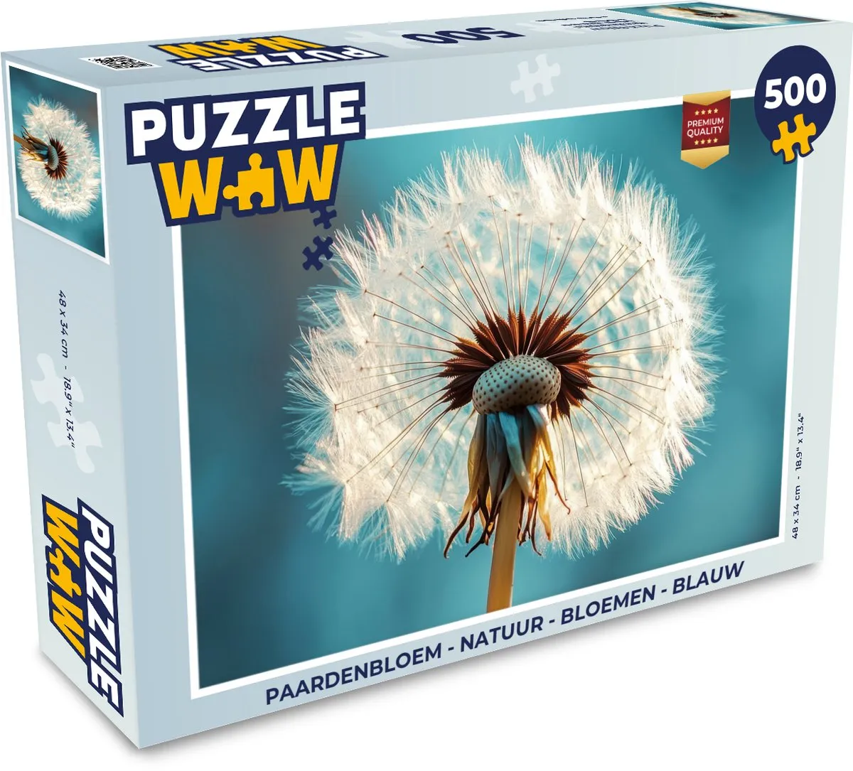 PuzzleWow Paardenbloem Legpuzzel 500 Stuks - Blauw