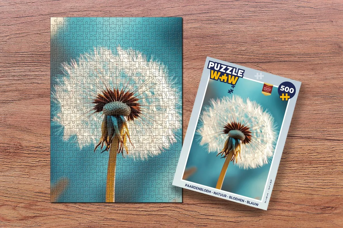 PuzzleWow Paardenbloem Legpuzzel 500 Stuks - Blauw