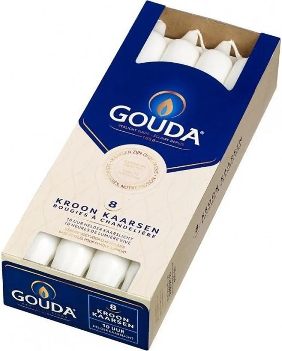 Gouda  kroonkaarsen 240/24 wit 2 verpakkingen