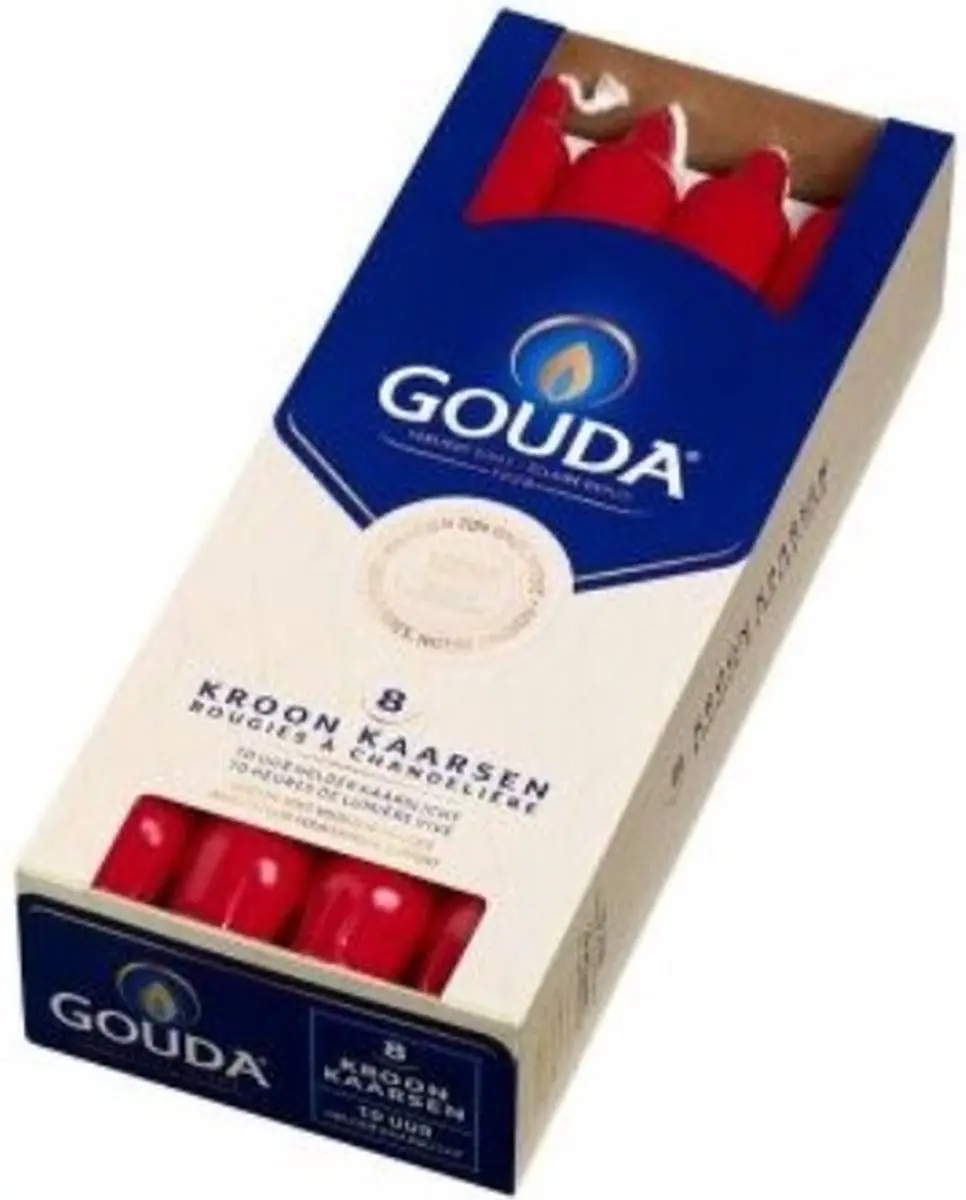 GOUDA Dinerkaars Gouda Kroonkaarsen 240/24 doos 8 rood
