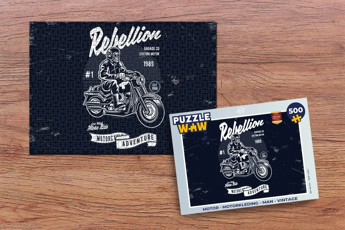PuzzleWow Motorkleding Legpuzzel 500 Stuks - Vintage Multicolor