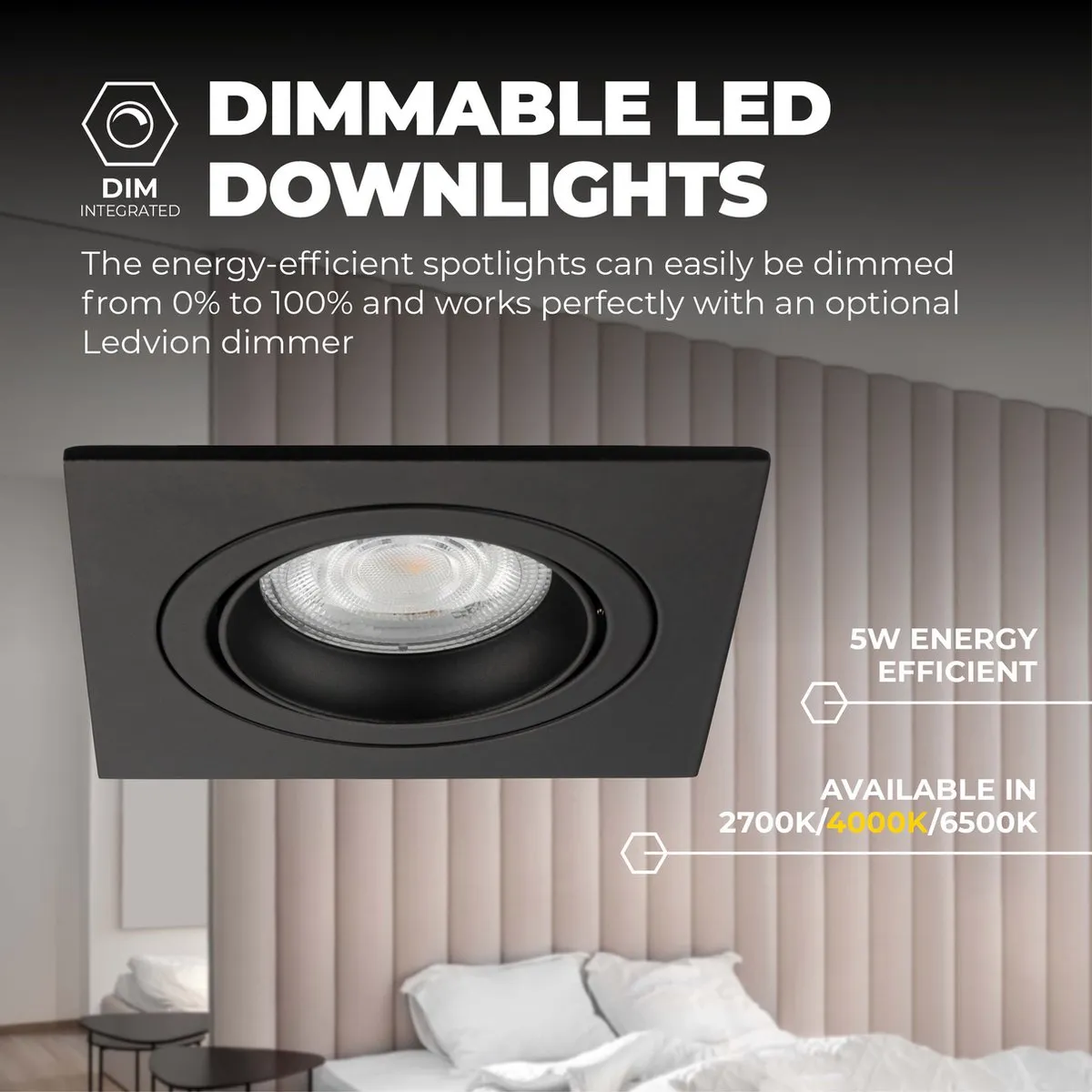 Ledvion Sevilla Inbouwspot 3x3W 4000K - Ø92mm Zwart