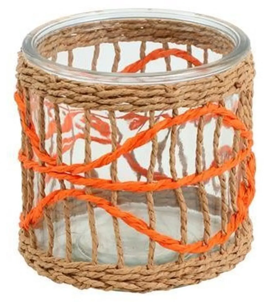 Countryfield waxinelichthouder kleurrijk kunststof rond 12x12cm decoratie.