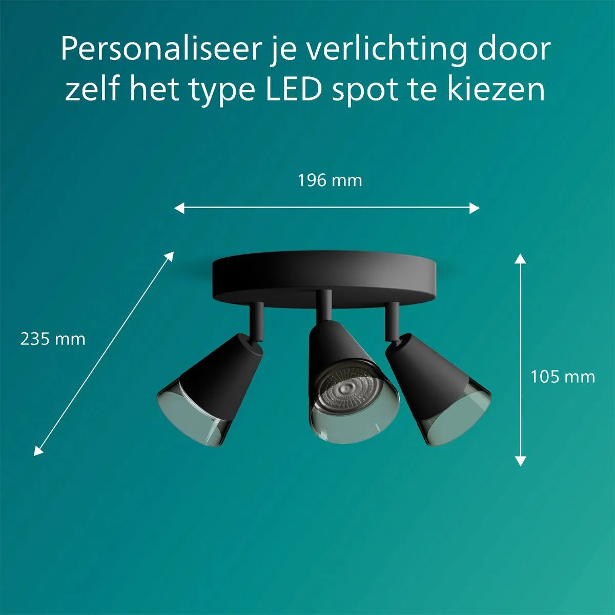 Philips Cleft Spot Plafondspot 3x5W - Zwart