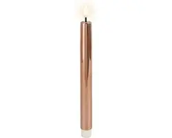 Lumineo - LED dinerkaars - Koper - 2 stuks - Flikkerende vlam - LED kaars met timer - Plastic kaars - Op batterij - 24 cm - Veilig & Duurzaam