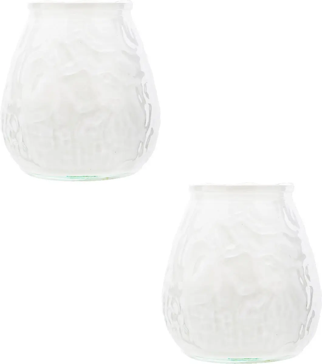 2x Witte lowboy tafelkaarsen 10 cm 40 branduren