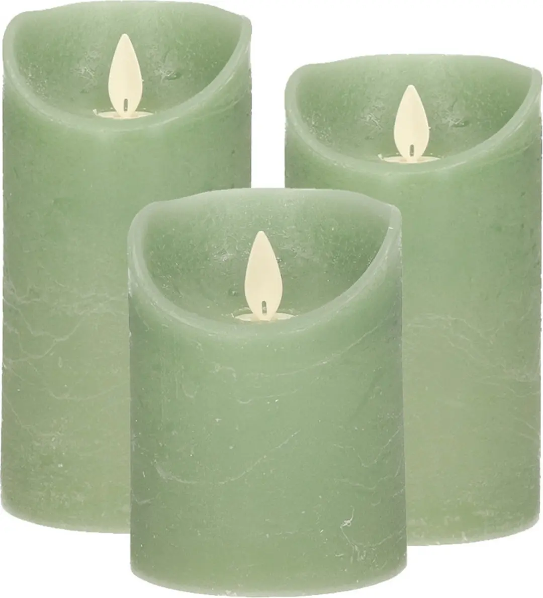 Set van 3x stuks Jade Groen LED kaarsen met bewegende vlam