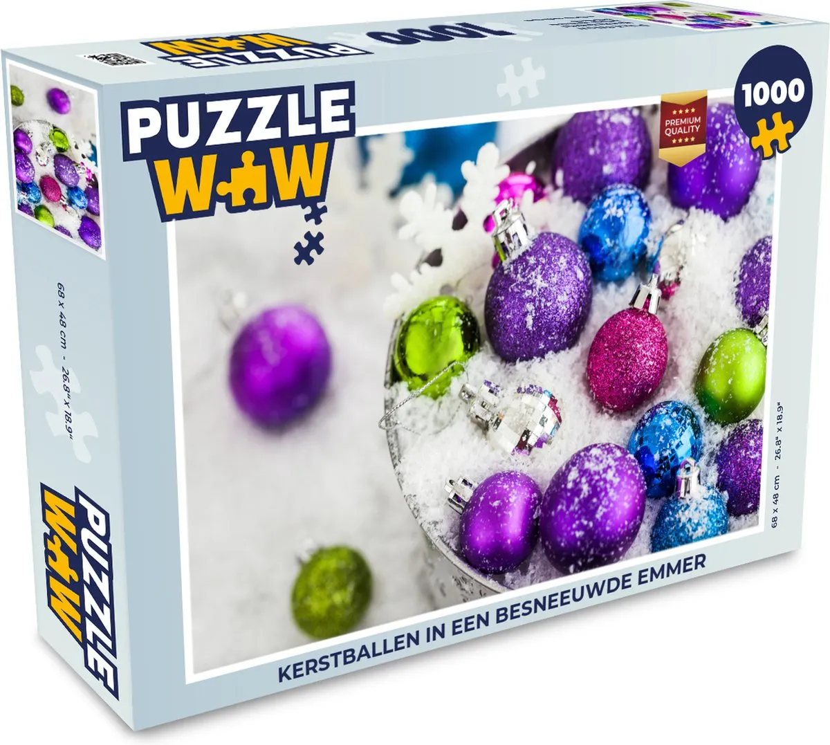 PuzzleWow Kerstballen in een Besneeuwde Emmer Legpuzzel 1000 Stuks