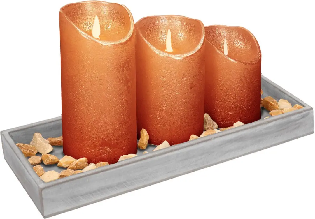 Dienblad met steentjes en LED kaarsen