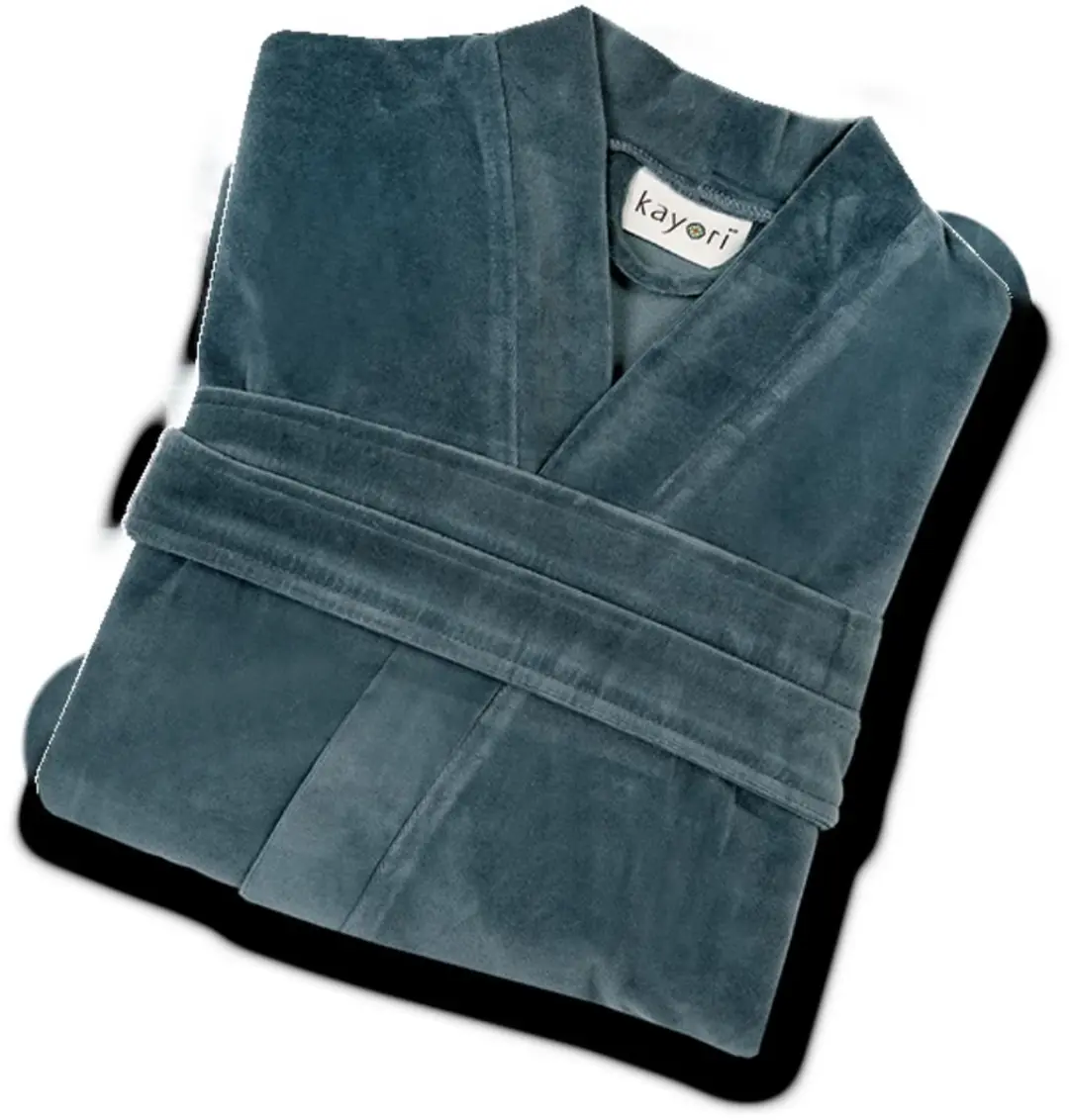 Kayori Mori Badjas - Unisex - Biologisch Katoen - Blauw - XL - Kort