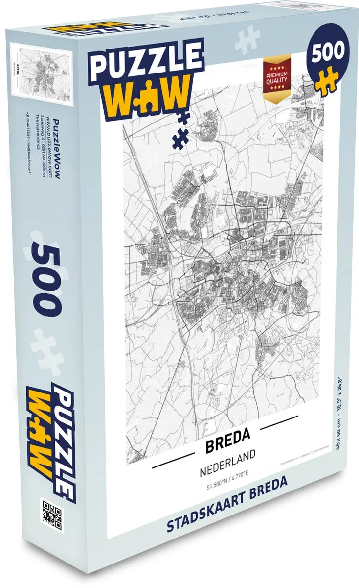 PuzzleWow Stadskaart Breda Legpuzzel 500 Stuks