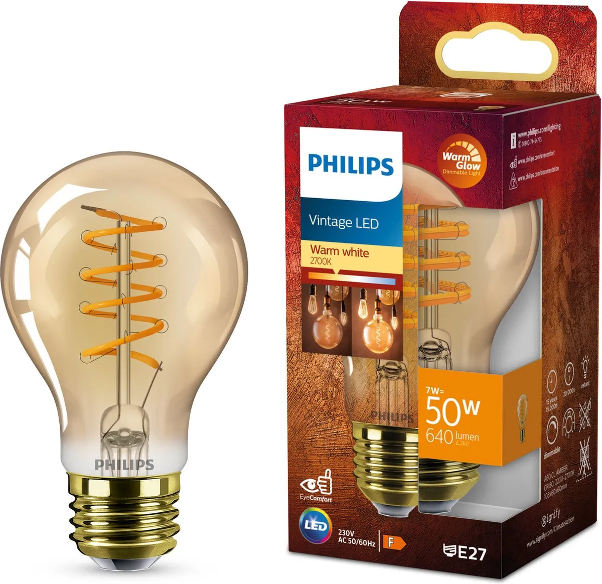 Philips Deco LED WarmGlow E27 A60