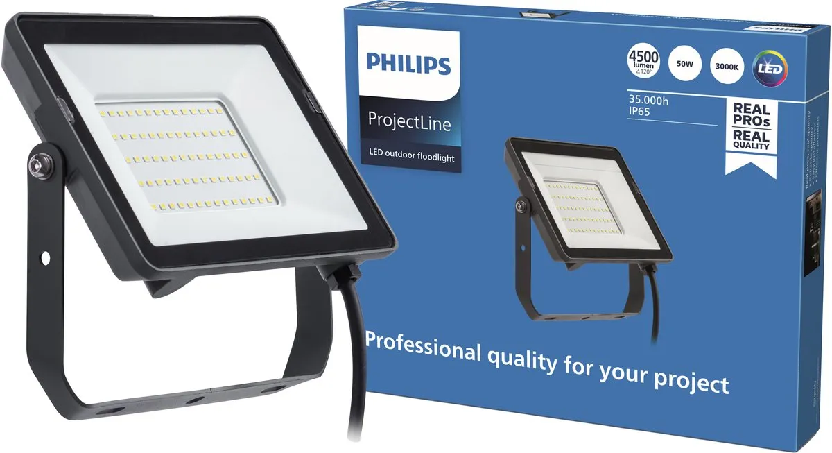 Philips ProjectLine Schijnwerper 50W Warmwit - Zwart