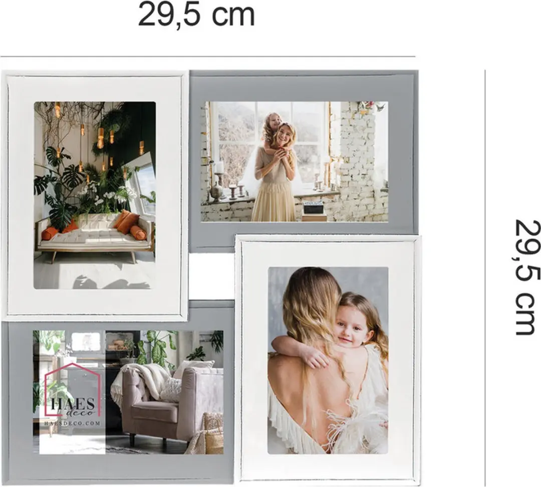 Zep Haes Deco Valence 4Q Fotolijst 10x15cm - 4 Stuks - Grijs/Wit - afbeelding 2 van 6
