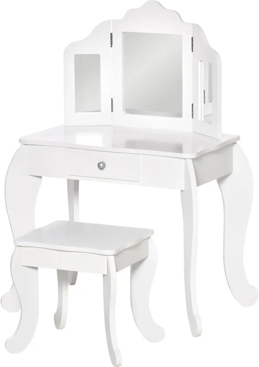 HOMCOM-Kinderkaptafelset-MDF-63x40x85,5cm-Wit