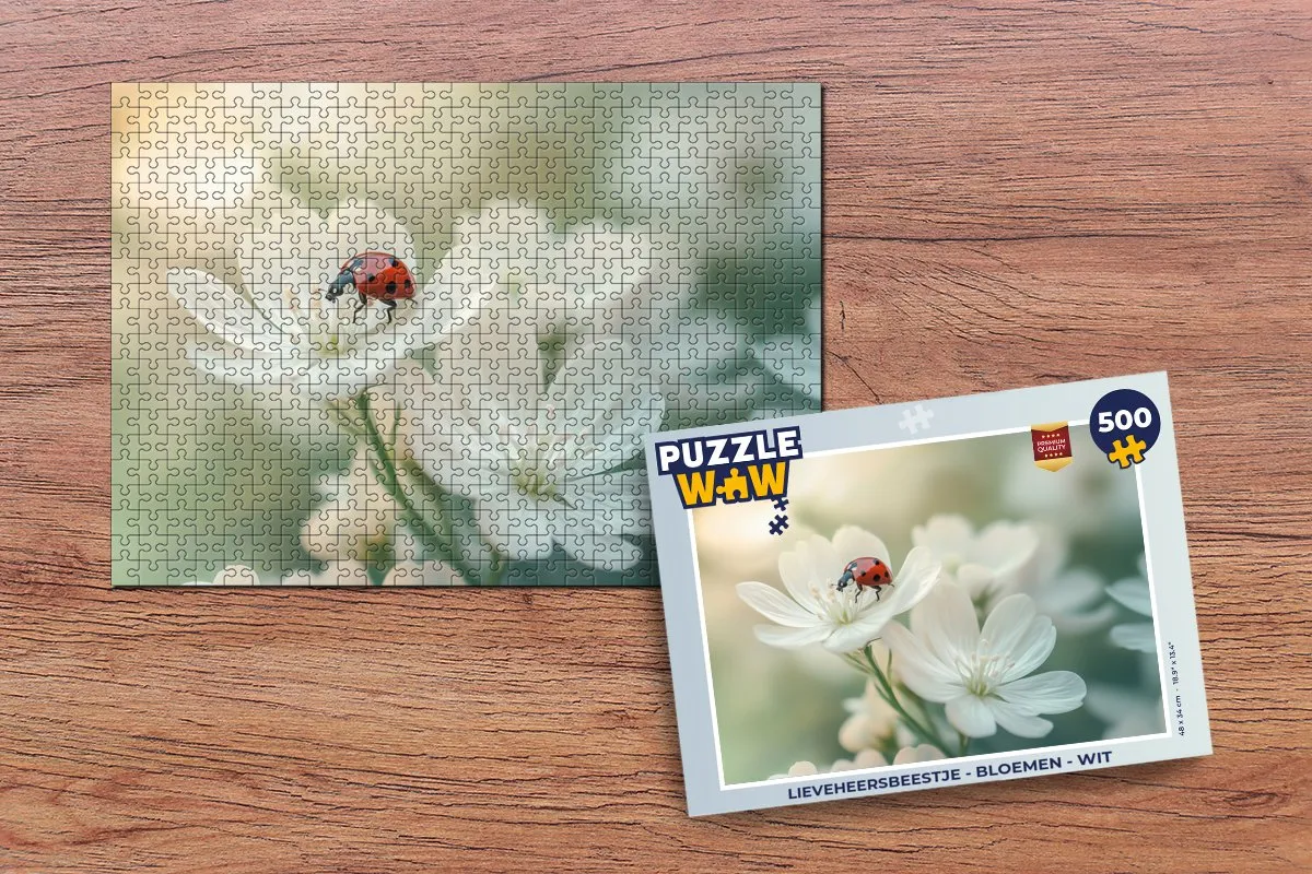 PuzzleWow Lieveheersbeestje Legpuzzel 500 Stuks - Wit