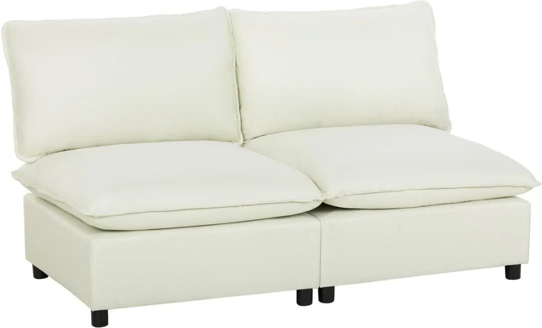 HOMCOM-Tweezitsbank-Linnen-146 x 85 x 78 cm-Crème