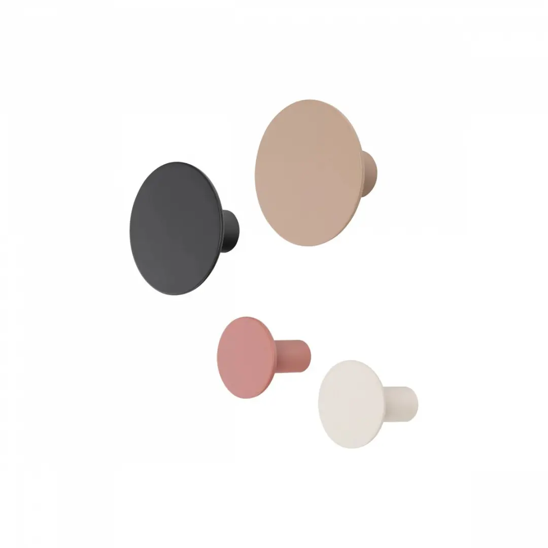 Blomus Ponto wandhaken set van 4: moonbeam, cedar wood, nomad & espresso