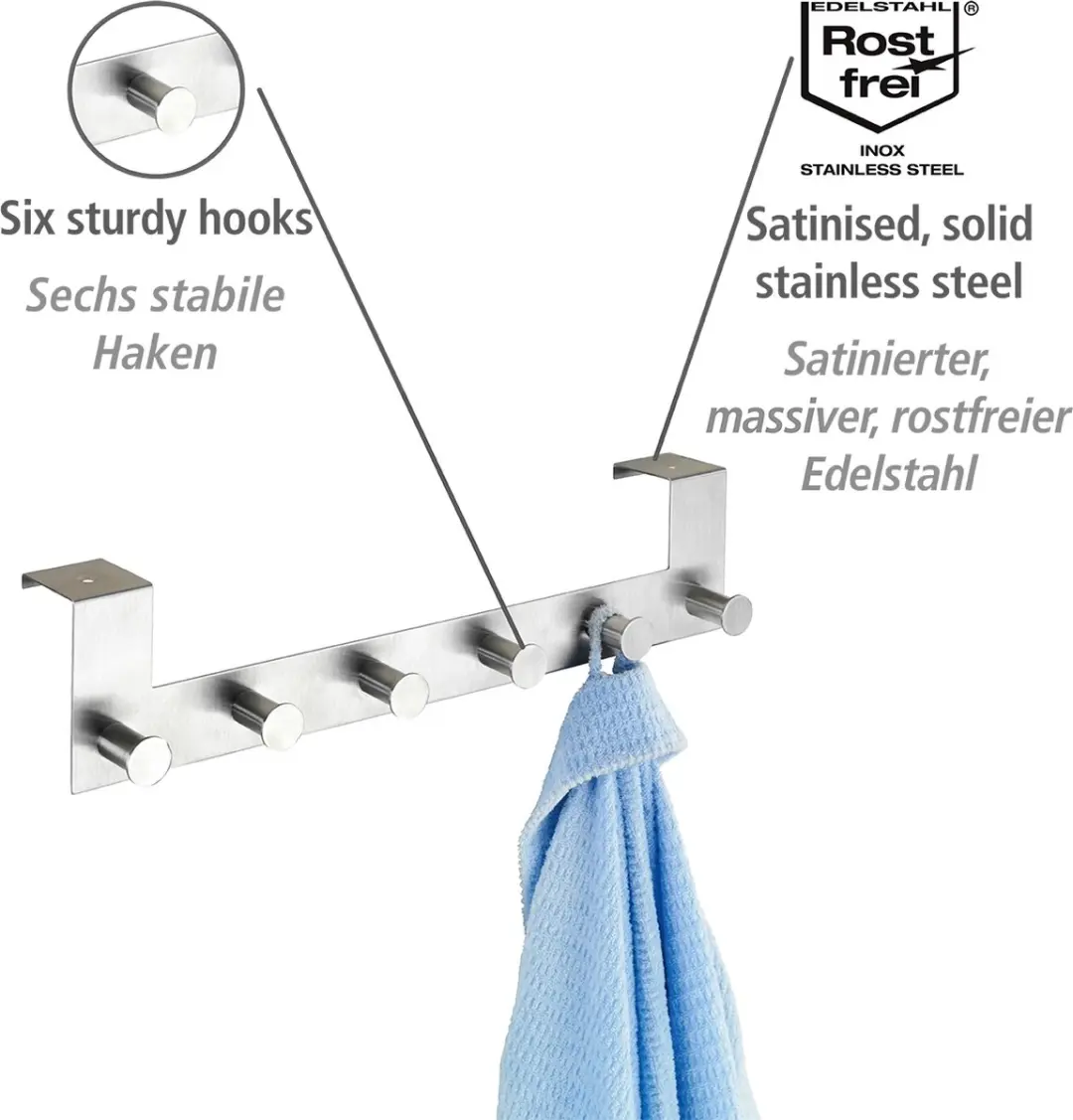 Wenko Celano Deurkapstok RVS 39cm - 6 Haken - afbeelding 3 van 6