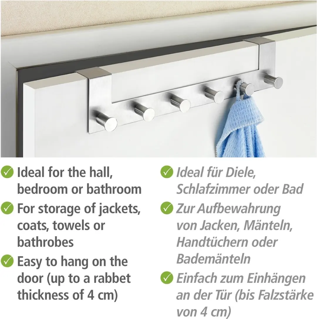 Wenko Celano Deurkapstok RVS 39cm - 6 Haken - afbeelding 4 van 6