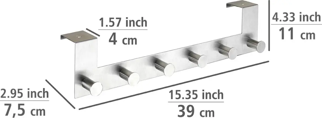 Wenko Celano Deurkapstok RVS 39cm - 6 Haken - afbeelding 6 van 6