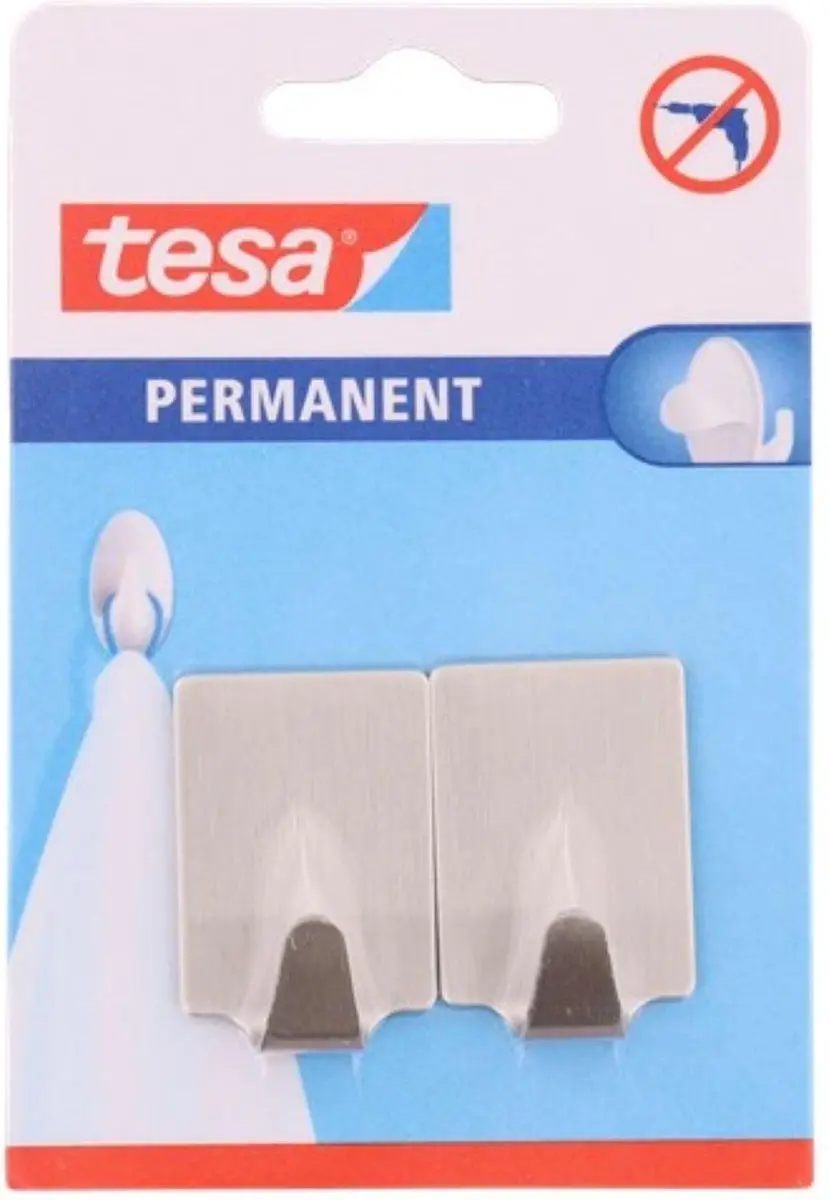 Tesa Zelfklevende Haken L - Roestvrij Staal - 2 Stuks - afbeelding 6 van 6
