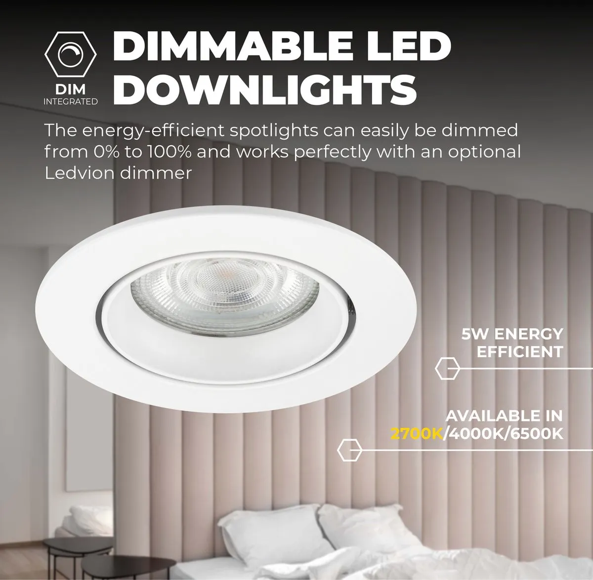 Ledvion 3X Rio Inbouwspot Wit - 3W 2700K - Ø85mm
