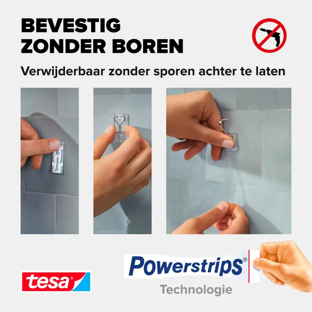 Tesa Powerstrips Small Kleefhaak - 3 Stuks Transparant - afbeelding 5 van 6