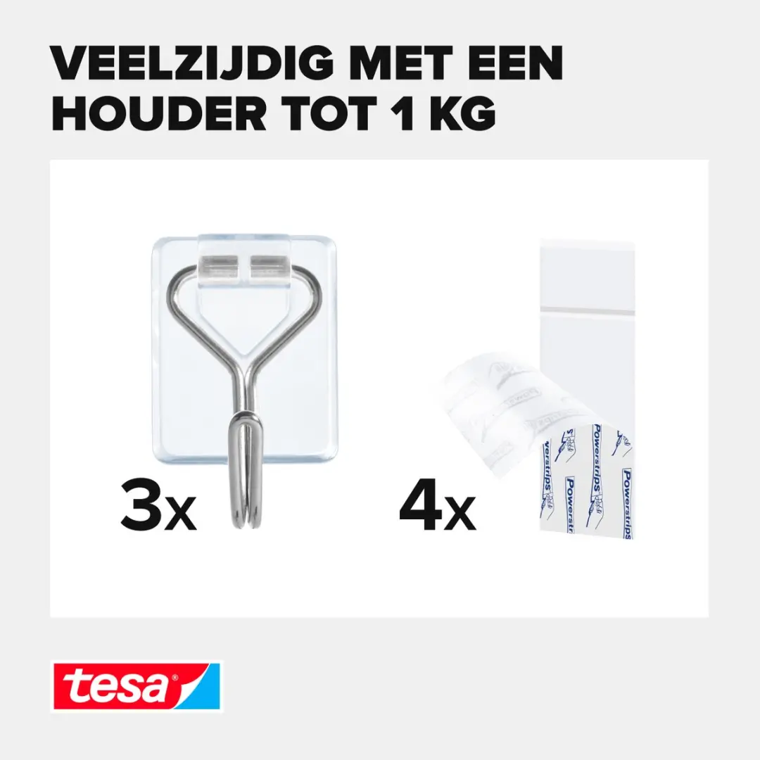 Tesa Powerstrips Small Kleefhaak - 3 Stuks Transparant - afbeelding 6 van 6