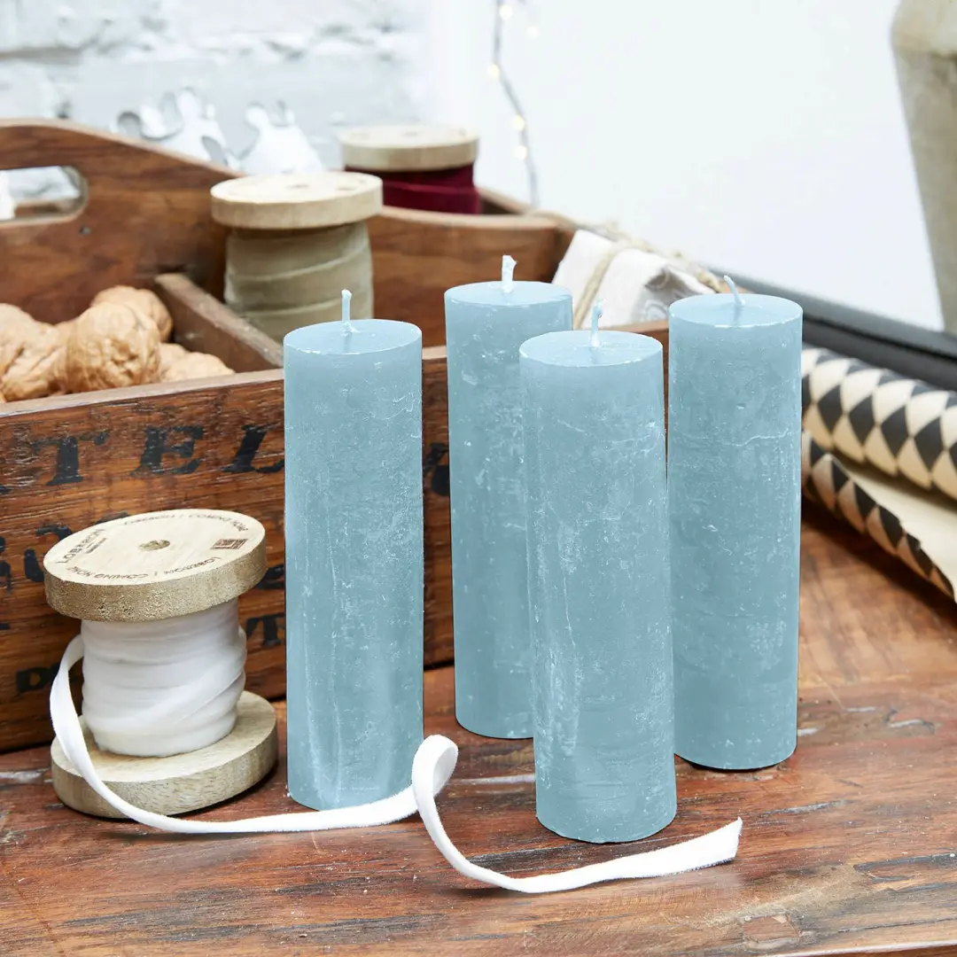 Loberon Muriel Kaarsen - 4 Stuks - Blauw - afbeelding 2 van 4
