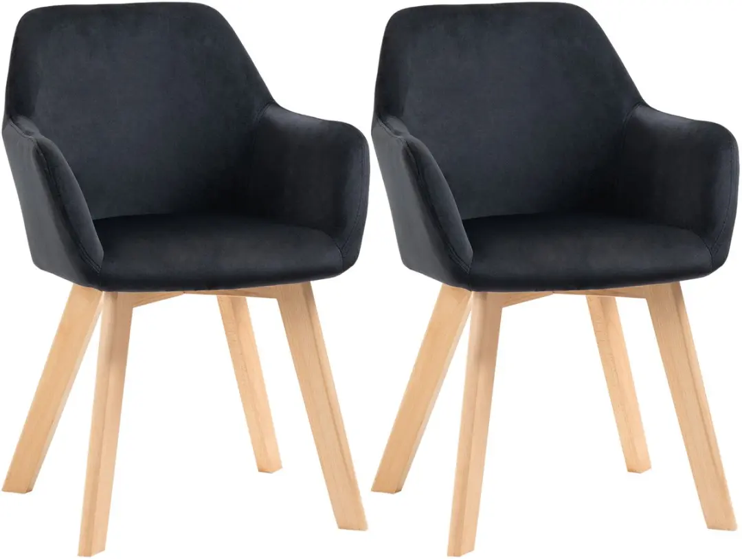 Homcom Eetkamerstoel Set van 2 - Zwart