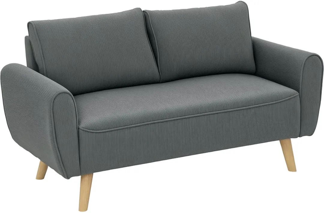 HOMCOM-2 Sitzer Sofa-Polyester, Schaumstoff-145L x 75B x 78H cm-Dunkelgrau