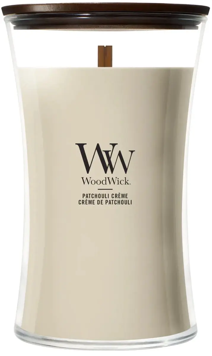 WoodWick Hourglass Patchouli Crème Geurkaars
