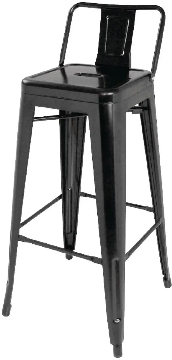 Bolero Stalen Bistro Barkruk Met Rugleuning Zwart (4 Stuks)