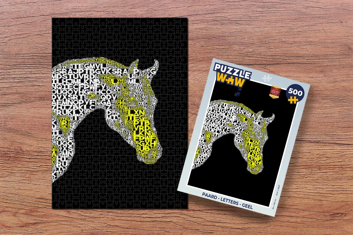 PuzzleWow Paard Letters Puzzel 500 Stuks - Multicolor