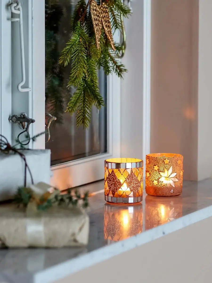 Bloomingville Waxinelichthouder glas nature Miya