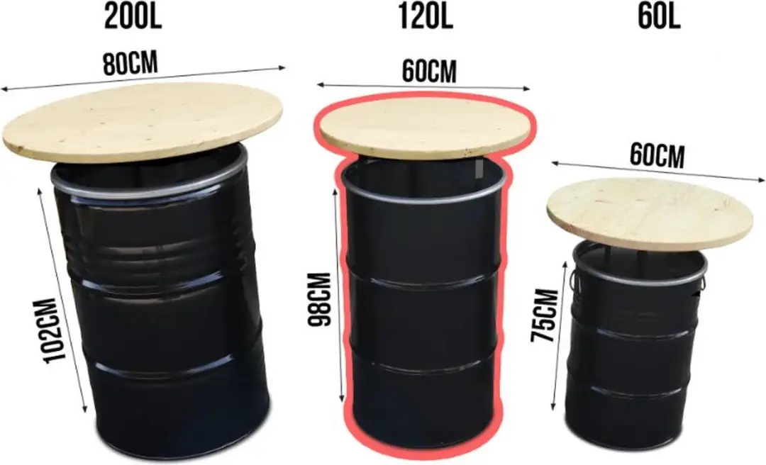 Barrelkings Olievat Statafel 120L - Zwart - afbeelding 3 van 6