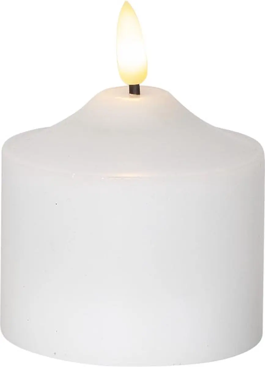 Star Trading kaarsvlam, zuilkaars, decoratie, wit, LED, timer, warm wit, 9,5 cm